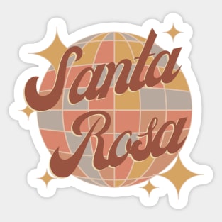 Santa Rosa City California disco ball Retro Vintage Design Sticker